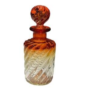 Antique Baccarat French Rose Tiente Swirl Perfume or Dresser Bottle 5 3/4"